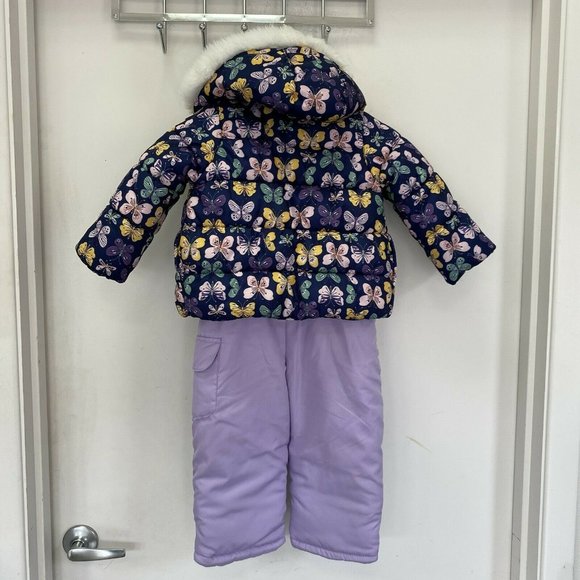 CARTERS Girls 2T Hooded Ski Jacket Bib Overall Ski Pants Set 15101 Purple - Picture 10 of 12